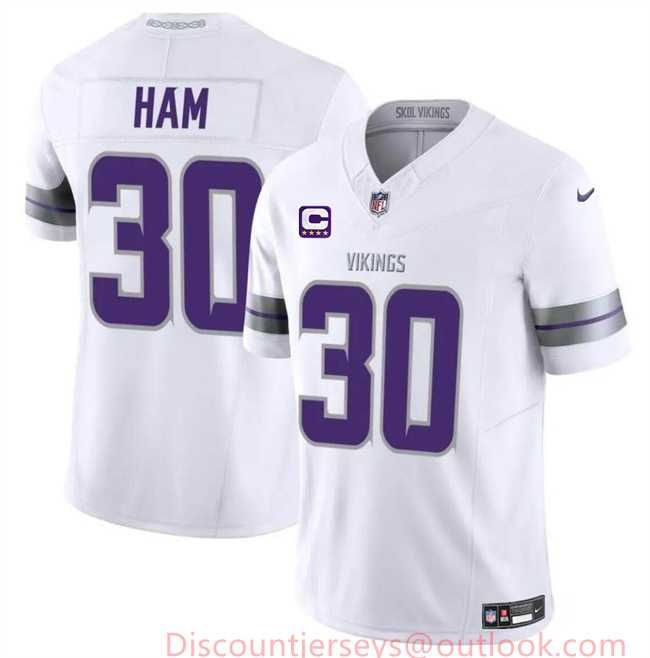 Men & Women & Youth Minnesota Vikings #30 C.J. Ham White 2024 F.U.S.E. With 4-Star C Patch Winter Warrior Limited Stitched Jersey,We sell and wholesale Men & Women & Youth Minnesota Vikings #30 C.J. Ham White 2024 F.U.S.E. With 4-Star C Patch Winter Warrior Limited Stitched Jersey on line form chian!